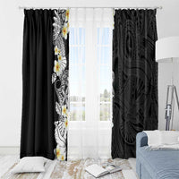 Black Samoa Tattoo Window Curtain Plumeria Samoan Ocean Tatau Pattern - Polynesian Pride