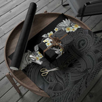 Black Samoa Tattoo Wrapping Paper Plumeria Samoan Ocean Tatau Pattern - Polynesian Pride