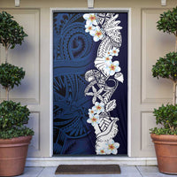 Blue Samoa Tattoo Door Cover Plumeria Samoan Ocean Tatau Pattern - Polynesian Pride