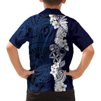 Blue Samoa Tattoo Family Matching Mermaid Dress and Hawaiian Shirt Plumeria Samoan Ocean Tatau Pattern - Polynesian Pride