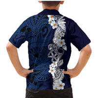 Blue Samoa Tattoo Family Matching Mermaid Dress and Hawaiian Shirt Plumeria Samoan Ocean Tatau Pattern - Polynesian Pride