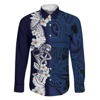 Blue Samoa Tattoo Family Matching Off Shoulder Maxi Dress and Hawaiian Shirt Plumeria Samoan Ocean Tatau Pattern - Polynesian Pride