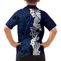 Blue Samoa Tattoo Family Matching Summer Maxi Dress and Hawaiian Shirt Plumeria Samoan Ocean Tatau Pattern - Polynesian Pride