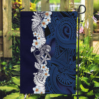 Blue Samoa Tattoo Garden Flag Plumeria Samoan Ocean Tatau Pattern - Polynesian Pride