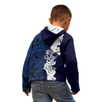 Blue Samoa Tattoo Kid Hoodie Plumeria Samoan Ocean Tatau Pattern - Polynesian Pride