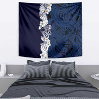 Blue Samoa Tattoo Tapestry Plumeria Samoan Ocean Tatau Pattern - Polynesian Pride