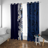 Blue Samoa Tattoo Window Curtain Plumeria Samoan Ocean Tatau Pattern - Polynesian Pride
