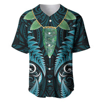 Aotearoa Pounamu Niho Baseball Jersey Silver Fern Mix Maori Pattern - Turquoise LT14 Turquoise - Polynesian Pride