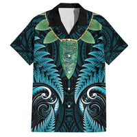 Aotearoa Pounamu Niho Hawaiian Shirt Silver Fern Mix Maori Pattern - Turquoise