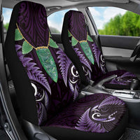 Aotearoa Pounamu Niho Car Seat Cover Silver Fern Mix Maori Pattern - Purple