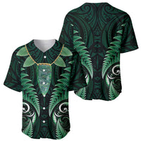 Aotearoa Pounamu Niho Baseball Jersey Silver Fern Mix Maori Pattern - Green LT14 - Polynesian Pride