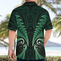 Aotearoa Pounamu Niho Hawaiian Shirt Silver Fern Mix Maori Pattern - Green