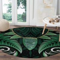 Aotearoa Pounamu Niho Round Carpet Silver Fern Mix Maori Pattern - Green LT14 - Polynesian Pride
