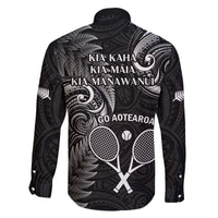 New Zealand Tiki Tennis Family Matching Mermaid Dress and Hawaiian Shirt 2024 Aotearoa Tenehi Maori Silver Fern - Black LT14 - Polynesian Pride
