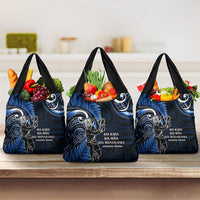 New Zealand Tiki Tennis Grocery Bag Aotearoa Tenehi Maori Silver Fern - Blue