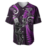 New Zealand Tiki Tennis Baseball Jersey 2024 Aotearoa Tenehi Maori Silver Fern - Purple LT14 Purple - Polynesian Pride