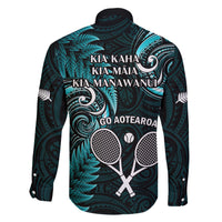 New Zealand Tiki Tennis Family Matching Short Sleeve Bodycon Dress and Hawaiian Shirt 2024 Aotearoa Tenehi Maori Silver Fern - Turquoise LT14 - Polynesian Pride