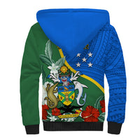 Personalised Halo Olaketa Solomon Islands Sherpa Hoodie Coat Of Arms With Tropical Flowers Flag Style LT14 - Polynesian Pride