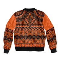Halo Olaketa Solomon Islands Bomber Jacket Melanesian Tribal Pattern Orange Version LT14 - Polynesian Pride