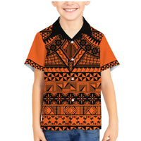 Halo Olaketa Solomon Islands Family Matching Mermaid Dress and Hawaiian Shirt Melanesian Tribal Pattern Orange Version LT14 Son's Shirt Orange - Polynesian Pride