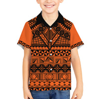 Halo Olaketa Solomon Islands Family Matching Summer Maxi Dress and Hawaiian Shirt Melanesian Tribal Pattern Orange Version LT14 Son's Shirt Orange - Polynesian Pride