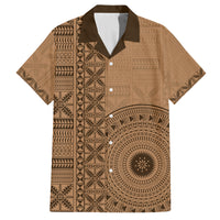 Fakaalofa Lahi Atu Niue Family Matching Puletasi and Hawaiian Shirt Vintage Hiapo Pattern Brown Version LT14 Dad's Shirt - Short Sleeve Brown - Polynesian Pride