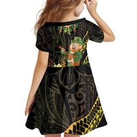 Hawaii Saint Patrick's Day Family Matching Off Shoulder Maxi Dress and Hawaiian Shirt Ukulele Leprechaun Hau'Oli Maoli Oe!