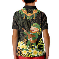 Hawaii Saint Patrick's Day Kid Polo Shirt Ukulele Leprechaun Hau'Oli Maoli Oe!