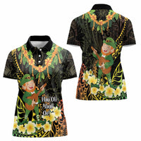 Hawaii Saint Patrick's Day Women Polo Shirt Ukulele Leprechaun Hau'Oli Maoli Oe!