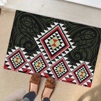 Kia Ora Aotearoa Rubber Doormat 2025 Pasifika Maori Taniko Motifs LT14 - Polynesian Pride
