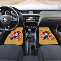 Japanese Geisha Koi Fish Car Mats Cherry Blossoms Yellow Seigaiha Pattern LT14 Set 2pcs - Front Yellow - Polynesian Pride