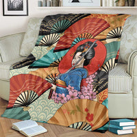 Japanese Geisha Katana Blanket Japan Sensu Seigaiha Pattern - Polynesian Pride