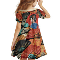 Japanese Geisha Katana Family Matching Off Shoulder Maxi Dress and Hawaiian Shirt Japan Sensu Seigaiha Pattern - Polynesian Pride