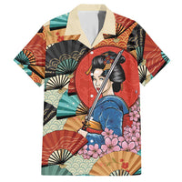 Japanese Geisha Katana Hawaiian Shirt Japan Sensu Seigaiha Pattern LT14 Multicolor - Polynesian Pride