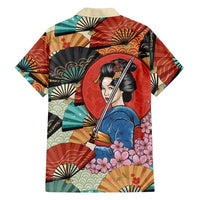 Japanese Geisha Katana Hawaiian Shirt Japan Sensu Seigaiha Pattern LT14 - Polynesian Pride