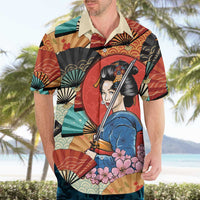Japanese Geisha Katana Hawaiian Shirt Japan Sensu Seigaiha Pattern LT14 - Polynesian Pride