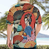 Japanese Geisha Katana Hawaiian Shirt Japan Sensu Seigaiha Pattern LT14 - Polynesian Pride