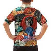 Japanese Geisha Katana Hawaiian Shirt Japan Sensu Seigaiha Pattern LT14 - Polynesian Pride