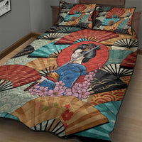 Japanese Geisha Katana Quilt Bed Set Japan Sensu Seigaiha Pattern LT14 - Polynesian Pride