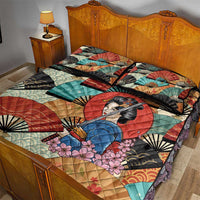 Japanese Geisha Katana Quilt Bed Set Japan Sensu Seigaiha Pattern LT14 - Polynesian Pride