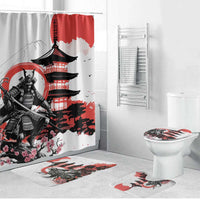 Japanese Samurai Warrior Enso Bathroom Set Japan Pagoda Sakura Watercolor LT14 Bathroom Set (4 pcs) White - Polynesian Pride