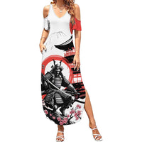 Japanese Samurai Warrior Enso Family Matching Summer Maxi Dress and Hawaiian Shirt Japan Pagoda Sakura Watercolor - Polynesian Pride