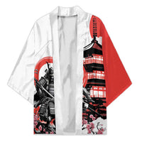 Japanese Samurai Warrior Enso Kimono Japan Pagoda Sakura Watercolor LT14 Unisex White - Polynesian Pride
