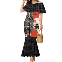 Japanese Dragon Katana Enso Family Matching Mermaid Dress and Hawaiian Shirt Japan Pagoda Seamless Cloud - Polynesian Pride