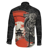 Japanese Dragon Katana Enso Family Matching Off Shoulder Short Dress and Hawaiian Shirt Japan Pagoda Seamless Cloud - Polynesian Pride