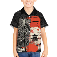 Japanese Dragon Katana Enso Family Matching Puletasi and Hawaiian Shirt Japan Pagoda Seamless Cloud - Polynesian Pride