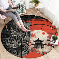 Japanese Dragon Katana Enso Round Carpet Japan Pagoda Seamless Cloud - Polynesian Pride