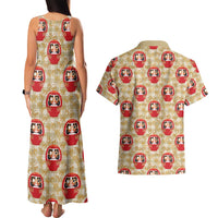 Japanese Daruma Doll Couples Matching Tank Maxi Dress and Hawaiian Shirt Palaka With Seamless Bamboo Pattern - Polynesian Pride