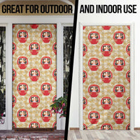 Japanese Daruma Doll Door Cover Palaka With Seamless Bamboo Pattern - Polynesian Pride