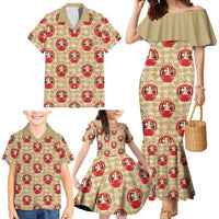 Japanese Daruma Doll Family Matching Mermaid Dress and Hawaiian Shirt Palaka With Seamless Bamboo Pattern LT14 - Polynesian Pride